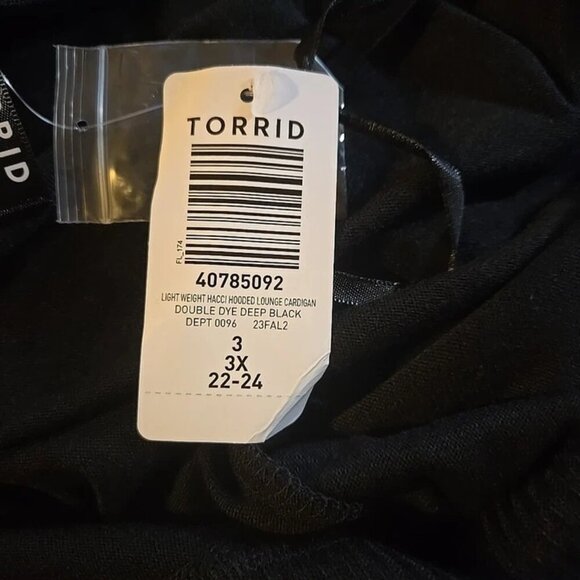 Torrid Light Weight Hacci Hooded Lounge black Cardigan - Picture 10 of 10